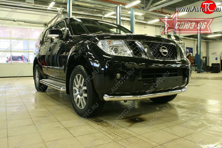 17 639 р. Защита переднего бампера одинарная Souz-96 (d76) Nissan Pathfinder R51 рестайлинг (2009-2014)  с доставкой в г. Тольятти