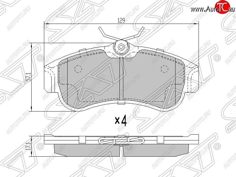 979 р. Колодки тормозные SAT (передние) Nissan Almera N16 седан дорестайлинг (2000-2003)  с доставкой в г. Тольятти