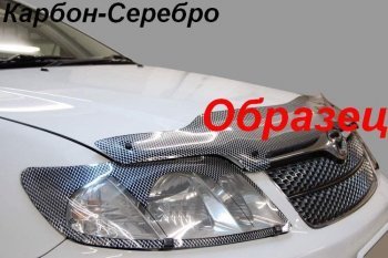 2 599 р. Дефлектор капота CA-Plastiс  Nissan Almera  G15 (2012-2019) седан (Шелкография карбон-серебро)  с доставкой в г. Тольятти. Увеличить фотографию 2