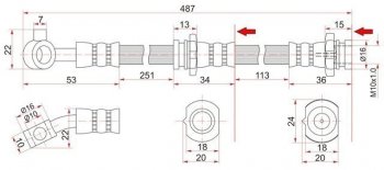 Тормозной шланг SAT (передний) Nissan Gloria (1991-1995)