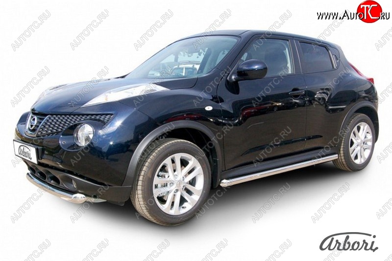 12 149 р. Защита штатных порогов 2WD Arbori (нержавейка, d57 mm). Nissan Juke 1 YF15 рестайлинг (2014-2020)  с доставкой в г. Тольятти