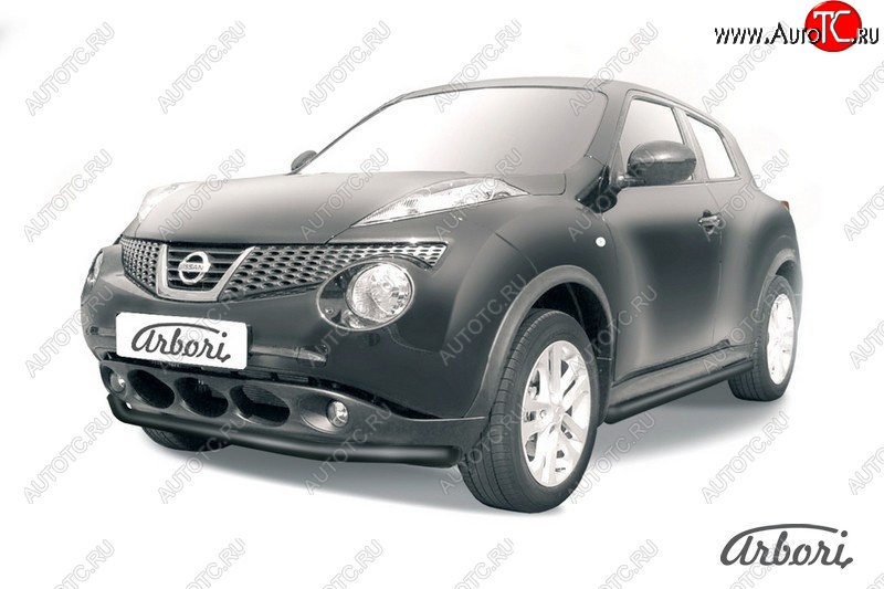 5 939 р. Защита переднего бампера 2WD Arbori (черная, 1 труба d57 mm). Nissan Juke 1 YF15 рестайлинг (2014-2020)  с доставкой в г. Тольятти