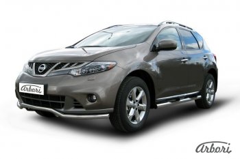 15 299 р. Защита переднего бампера Arbori (волна, нержавейка, 1 труба d57 mm). Nissan Murano 2 Z51 рестайлинг (2010-2016)  с доставкой в г. Тольятти. Увеличить фотографию 2