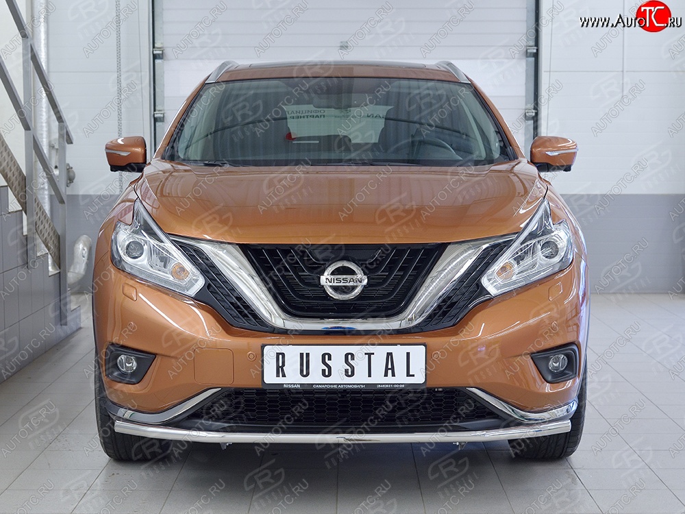 15 249 р. Защита переднего бампера (Ø42 мм, нержавейка) SLITKOFF Nissan Murano 3 Z52 дорестайлинг (2015-2022)  с доставкой в г. Тольятти