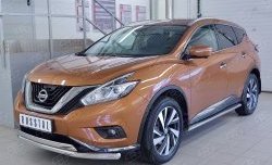 21 899 р. Защита переднего бампера (2 трубыØ63 и 75х42 мм, нержавейка) Russtal Nissan Murano 3 Z52 дорестайлинг (2015-2022)  с доставкой в г. Тольятти. Увеличить фотографию 2