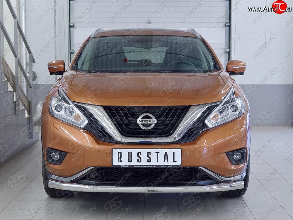 18 699 р. Защита переднего бампера (Ø63 мм, нержавейка) SLITKOFF Nissan Murano 3 Z52 дорестайлинг (2015-2022)  с доставкой в г. Тольятти