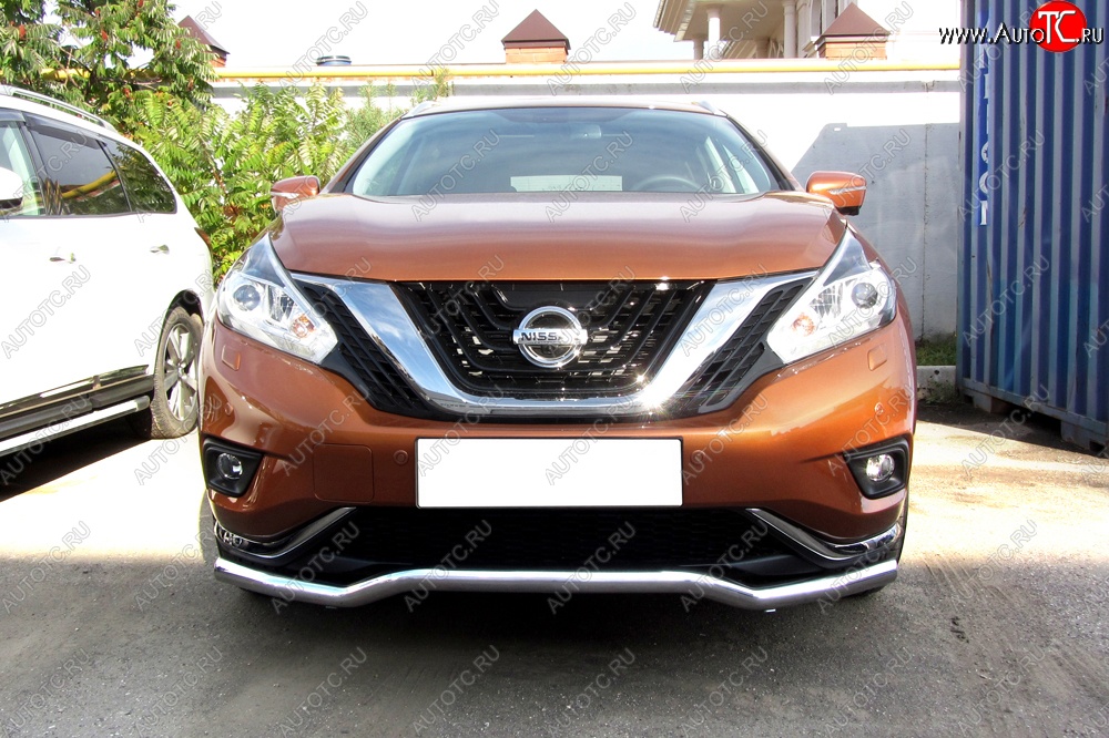 20 449 р. Защита переднего бампера из изогнутой трубы диаметром 57 мм Slitkoff Nissan Murano 3 Z52 дорестайлинг (2015-2022) (Нержавейка, Полированная)  с доставкой в г. Тольятти