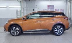 24 649 р. Порожки для ног (Ø42) SLITKOFF Nissan Murano 3 Z52 рестайлинг (2020-2025) (лист - алюминий, профиль - нержавейка)  с доставкой в г. Тольятти. Увеличить фотографию 3