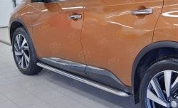 24 649 р. Порожки для ног (Ø42) SLITKOFF Nissan Murano 3 Z52 рестайлинг (2020-2025) (лист - алюминий, профиль - нержавейка)  с доставкой в г. Тольятти. Увеличить фотографию 4