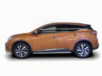 22 999 р. Широкая защита порогов с трубой диаметром 42 мм SLITKOFF v2 Nissan Murano 3 Z52 дорестайлинг (2015-2022)  с доставкой в г. Тольятти. Увеличить фотографию 2