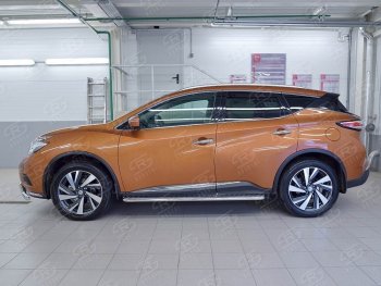 22 999 р. Широкая защита порогов с трубой диаметром 42 мм SLITKOFF v2 Nissan Murano 3 Z52 дорестайлинг (2015-2022)  с доставкой в г. Тольятти. Увеличить фотографию 3