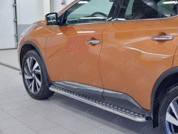 Широкая защита порогов с трубой диаметром 42 мм SLITKOFF v2 Nissan (Нисан) Murano (Мурано)  3 Z52 (2015-2025) 3 Z52 дорестайлинг, рестайлинг