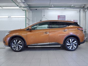 18 799 р. Защита порогов из круглой трубы диаметром 63 мм SLITKOFF v2 Nissan Murano 3 Z52 дорестайлинг (2015-2022)  с доставкой в г. Тольятти. Увеличить фотографию 2