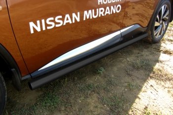 11 949 р. Защита порогов Slitkoff  Nissan Murano  3 Z52 (2015-2025) дорестайлинг, рестайлинг (Цвет: серебристый)  с доставкой в г. Тольятти. Увеличить фотографию 1