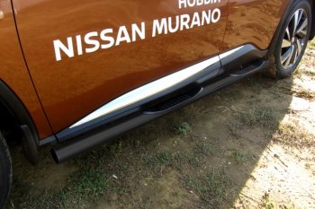 14 749 р. Защита порогов Slitkoff  Nissan Murano  3 Z52 (2015-2025) дорестайлинг, рестайлинг (Цвет: серебристый)  с доставкой в г. Тольятти. Увеличить фотографию 1