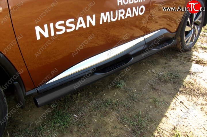 14 749 р. Защита порогов Slitkoff  Nissan Murano  3 Z52 (2015-2025) дорестайлинг, рестайлинг (Цвет: серебристый)  с доставкой в г. Тольятти