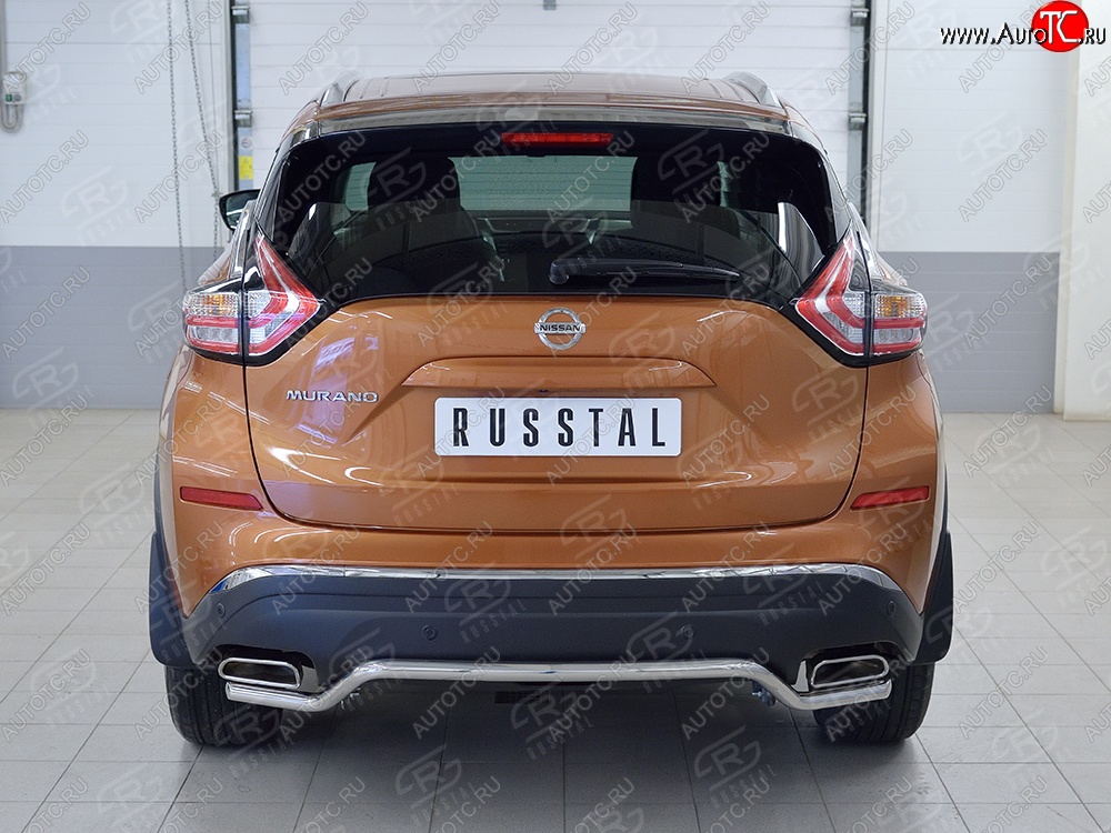 17 699 р. Защита заднего бампера (Ø42 мм волна, нержавейка) SLITKOFF Nissan Murano 3 Z52 дорестайлинг (2015-2022)  с доставкой в г. Тольятти