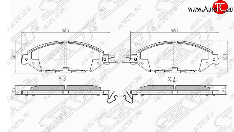 1 499 р. Комплект передних тормозных колодок SAT Nissan Pathfinder R52 дорестайлинг (2012-2017)  с доставкой в г. Тольятти