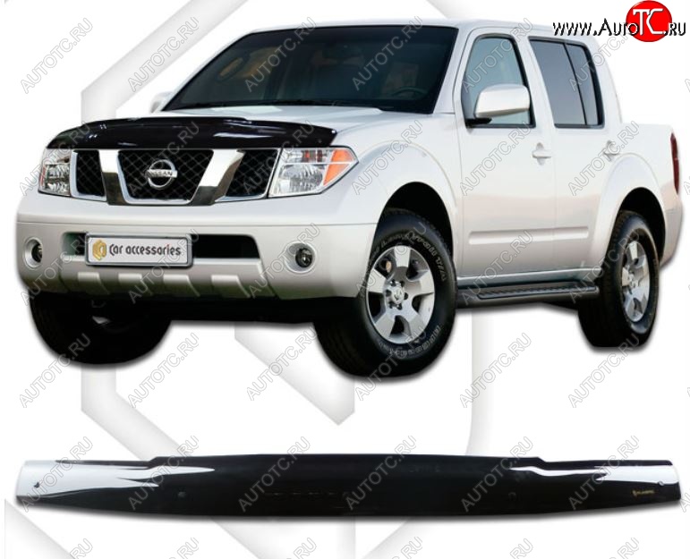 2 049 р. Дефлектор капота CA-Plastiс  Nissan Navara  2 D40 (2010-2016) рестайлинг (Classic черный, Без надписи)  с доставкой в г. Тольятти