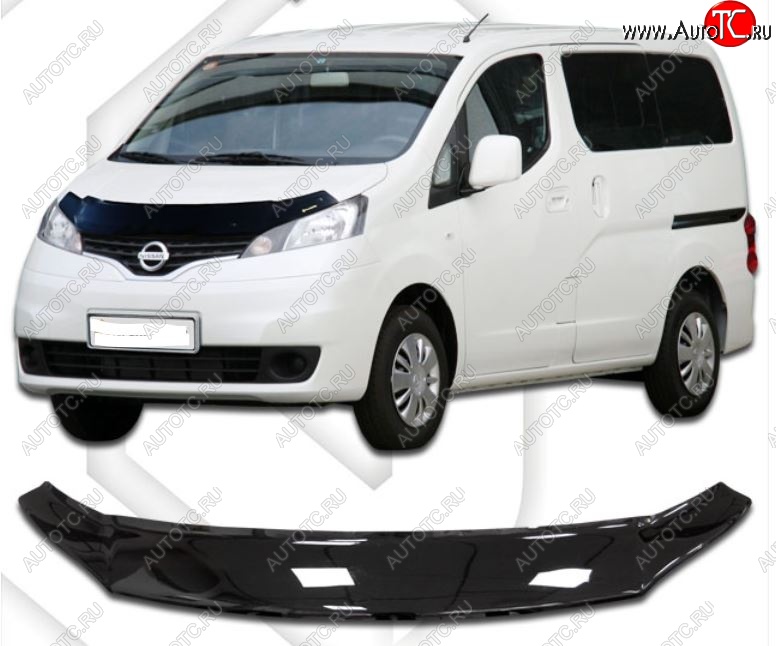 2 049 р. Дефлектор капота CA-Plastiс Nissan NV200 Euro (2009-2025) (Classic черный, Без надписи)  с доставкой в г. Тольятти