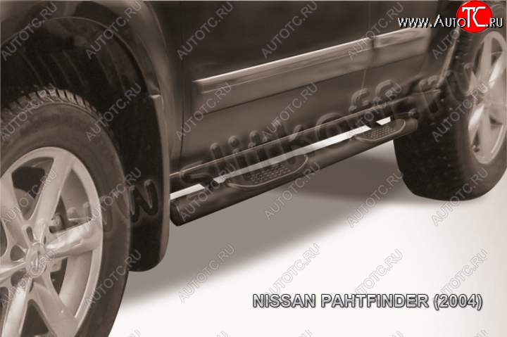 13 749 р. Защита порогов Slitkoff Nissan Pathfinder R51 дорестайлинг (2004-2007) (Цвет: серебристый)  с доставкой в г. Тольятти