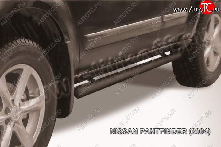 11 749 р. Защита порогов Slitkoff Nissan Pathfinder R51 дорестайлинг (2004-2007) (Цвет: серебристый)  с доставкой в г. Тольятти