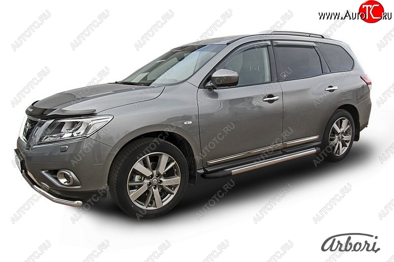 12 509 р. Порожки для ног Arbori Luxe Black Nissan Pathfinder R52 дорестайлинг (2012-2017)  с доставкой в г. Тольятти