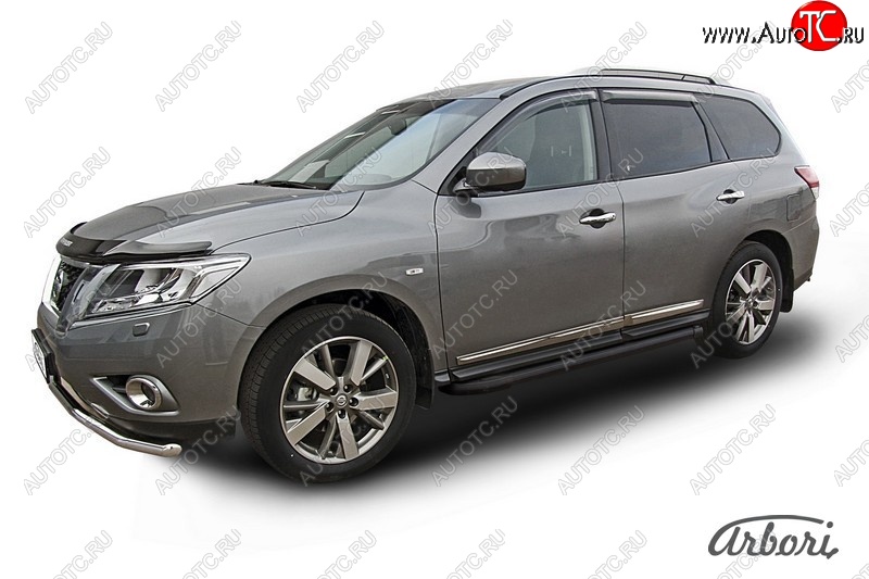 11 609 р. Порожки для ног Arbori Optima Black Nissan Pathfinder R52 дорестайлинг (2012-2017)  с доставкой в г. Тольятти