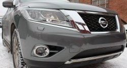 1 469 р. Нижняя сетка на бампер Russtal (черная)  Nissan Pathfinder  R52 (2012-2017) дорестайлинг  с доставкой в г. Тольятти. Увеличить фотографию 2