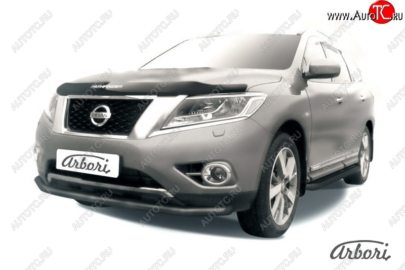 6 749 р. Защита переднего бампера Arbori (черная, 1 труба d57 mm). Nissan Pathfinder R52 дорестайлинг (2012-2017)  с доставкой в г. Тольятти