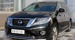 14 499 р. Защита переднего бампера (2 трубыØ63 и 42 мм, нержавейка) SLITKOFF Nissan Pathfinder R52 дорестайлинг (2012-2017)  с доставкой в г. Тольятти. Увеличить фотографию 2