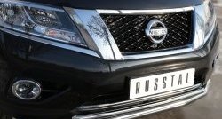 14 499 р. Защита переднего бампера (2 трубыØ63 и 42 мм, нержавейка) SLITKOFF Nissan Pathfinder R52 дорестайлинг (2012-2017)  с доставкой в г. Тольятти. Увеличить фотографию 3