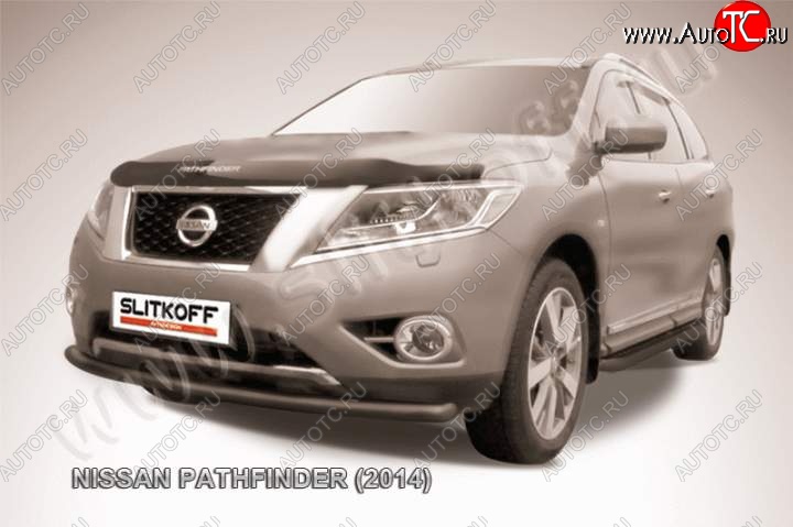 8 999 р. Защита переднего бампер Slitkoff Nissan Pathfinder R52 дорестайлинг (2012-2017) (Цвет: серебристый)  с доставкой в г. Тольятти