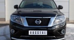 Одинарная защита переднего бампера диаметром 63 мм SLITKOFF Nissan Pathfinder R52 дорестайлинг (2012-2017)