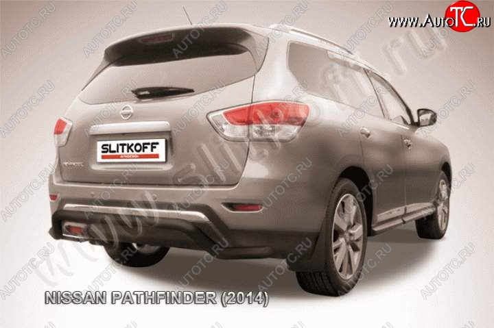 11 249 р. Защита задняя Slitkoff Nissan Pathfinder R52 дорестайлинг (2012-2017) (Цвет: серебристый)  с доставкой в г. Тольятти