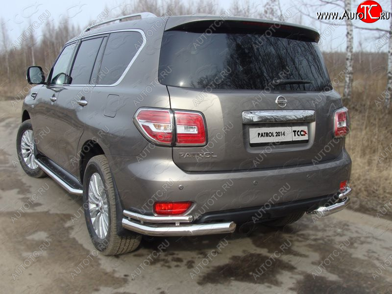 26 499 р. Защита заднего бампера (уголки двойные) ТСС 76,1/42,4 мм Nissan Patrol 6 Y62 рестайлинг (2014-2017)  с доставкой в г. Тольятти