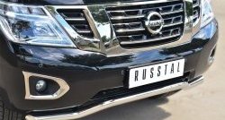 21 849 р. Защита переднего бампера (Ø63 мм волна, нержавейка) SLITKOFF Nissan Patrol 6 Y62 дорестайлинг (2010-2014)  с доставкой в г. Тольятти. Увеличить фотографию 2