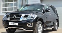 21 849 р. Защита переднего бампера (Ø63 мм волна, нержавейка) SLITKOFF Nissan Patrol 6 Y62 дорестайлинг (2010-2014)  с доставкой в г. Тольятти. Увеличить фотографию 3