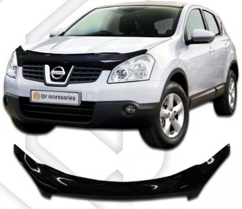 2 459 р. Дефлектор капота CA-Plastiс Nissan Qashqai 1 дорестайлинг (2007-2010) (серия Classic черный, Без надписи)  с доставкой в г. Тольятти. Увеличить фотографию 2