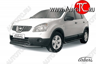 5 939 р. Защита переднего бампера Arbori (короткая, черная, 1 труба d57 mm). Nissan Qashqai 1 дорестайлинг (2007-2010)  с доставкой в г. Тольятти