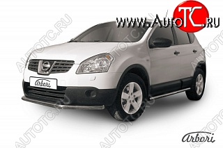 7 919 р. Защита переднего бампера Arbori (нержавейка, 1 труба d57 mm). Nissan Qashqai 1 дорестайлинг (2007-2010)  с доставкой в г. Тольятти