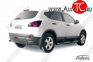 2 789 р. Защита заднего бампера Arbori (уголки, черная, 1 труба d57 mm). Nissan Qashqai 1 дорестайлинг (2007-2010)  с доставкой в г. Тольятти