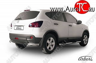 6 659 р. Защита заднего бампера Arbori (уголки, нержавейка, 1 труба d57 mm). Nissan Qashqai 1 дорестайлинг (2007-2010)  с доставкой в г. Тольятти