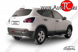 9 809 р. Защита заднего бампера Arbori (нержавейка, 1 труба d57 mm). Nissan Qashqai 1 дорестайлинг (2007-2010)  с доставкой в г. Тольятти