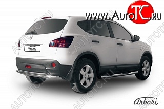 10 709 р. Защита заднего бампера Arbori (нержавейка, 2 трубы d57 и 42 mm). Nissan Qashqai 1 дорестайлинг (2007-2010)  с доставкой в г. Тольятти