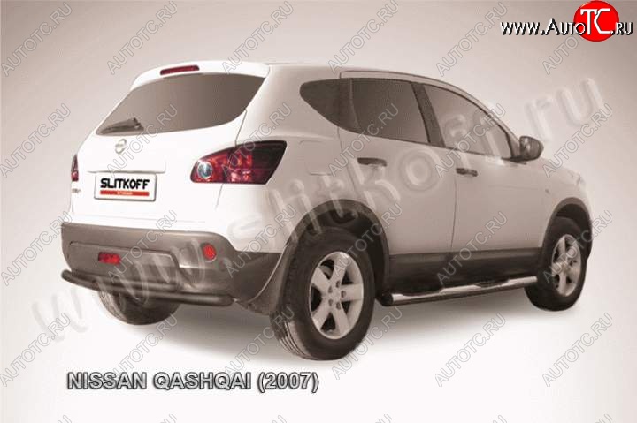 7 599 р. Защита заднего бампера d57+d42 двойная Nissan Qashqai 1 дорестайлинг (2007-2010) (Цвет: серебристый)  с доставкой в г. Тольятти