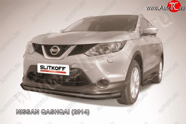 9 649 р. Защита переднего бампер Slitkoff Nissan Qashqai 2 J11 дорестайлинг (2013-2019) (Цвет: серебристый)  с доставкой в г. Тольятти