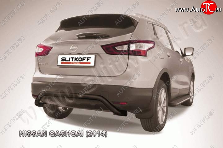 9 549 р. Защита задняя Slitkoff Nissan Qashqai 2 J11 дорестайлинг (2013-2019) (Цвет: серебристый)  с доставкой в г. Тольятти