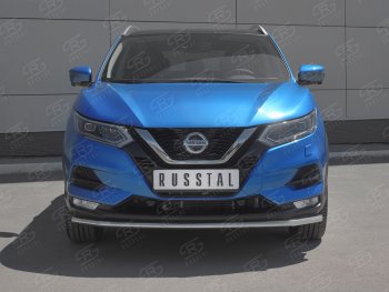 Защита переднего бампера (Ø42 мм, нержавейка) SLITKOFF Nissan Qashqai 2 J11 рестайлинг (2017-2022)