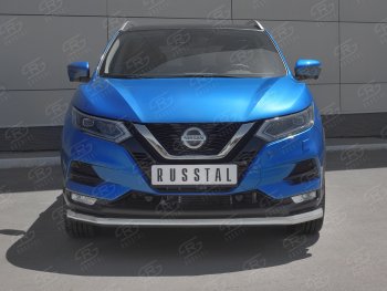 14 849 р. Защита переднего бампера (Ø 63 мм, нержавейка) SLITKOFF Nissan Qashqai 2 J11 рестайлинг (2017-2022)  с доставкой в г. Тольятти. Увеличить фотографию 1